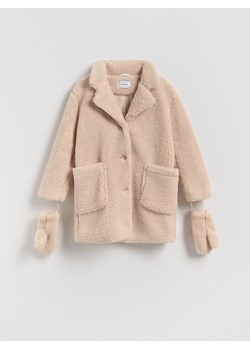 Reserved - Płaszcz z rękawiczkami - beżowy ze sklepu Reserved w kategorii Kurtki dziewczęce - zdjęcie 188101063