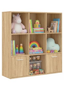 Kwadratowy skandynawski regał na zabawki dąb sonoma E1-A27 ze sklepu Edinos.pl w kategorii Regały i witryny - zdjęcie 188101500