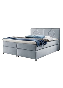 Błękitne welurowe łóżko kontynentalne 5 rozmiarów S9-H97 ze sklepu Edinos.pl w kategorii Łóżka i materace - zdjęcie 188101514