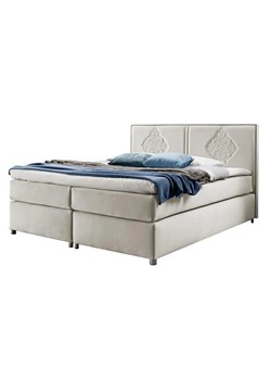 Beżowe tapicerowane łóżko kontynentalne 5 rozmiarów F1-N73 ze sklepu Edinos.pl w kategorii Łóżka i materace - zdjęcie 188101520