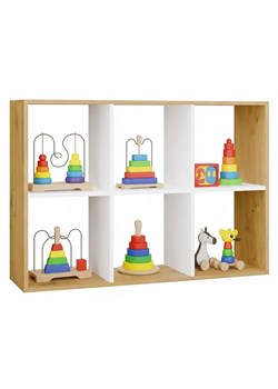 Nowoczesny regał na zabawki dąb artisan + biały S8-R01 ze sklepu Edinos.pl w kategorii Regały i witryny - zdjęcie 188102022