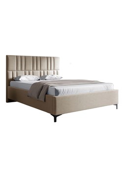 Beżowe tapicerowane łóżko welurowe 4 rozmiary - Eserra ze sklepu Edinos.pl w kategorii Łóżka i materace - zdjęcie 188102032