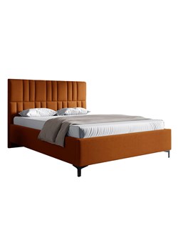 Pomarańczowe welurowe łóżko tapicerowane 4 rozmiary - Eserra ze sklepu Edinos.pl w kategorii Łóżka i materace - zdjęcie 188102051