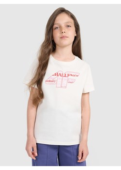 Dziewczęcy t-shirt z nadrukiem 4F 4FJRAW25TTSHF3189-11S - biały ze sklepu Sportstylestory.com w kategorii Bluzki dziewczęce - zdjęcie 188102611