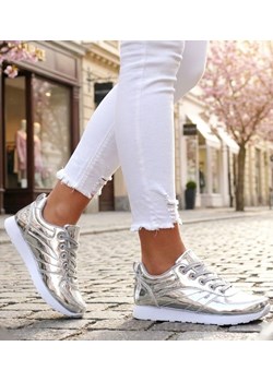 Lekkie srebrne sportowe buty damskie /G9-1 12928 T292/ ze sklepu Pantofelek24.pl w kategorii Buty sportowe damskie - zdjęcie 188102713