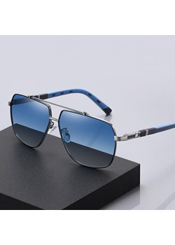 Niebieskie Męskie Przeciwsłoneczne okulary z polaryzacją Pilotki 25118B ze skazą! ze sklepu Stylion w kategorii Okulary przeciwsłoneczne męskie - zdjęcie 188102764