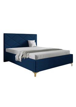 Granatowe łóżko tapicerowane welurem 4 rozmiary - Tollviano ze sklepu Edinos.pl w kategorii Łóżka i materace - zdjęcie 188102852