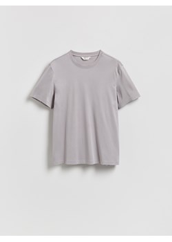 Reserved - T-shirt regular z bawełny merceryzowanej - szary ze sklepu Reserved w kategorii T-shirty męskie - zdjęcie 188104372