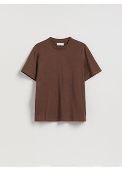 Reserved - T-shirt regular z bawełny - ciemnobrązowy ze sklepu Reserved w kategorii T-shirty męskie - zdjęcie 188104400