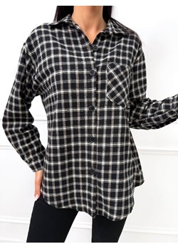 Czarna Flanelowa Koszula w Kratę ze sklepu ModnaKiecka.pl w kategorii Koszule damskie - zdjęcie 188104952