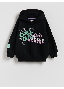 Reserved - Bawełniana bluza z kapturem - czarny ze sklepu Reserved w kategorii Bluzy chłopięce - zdjęcie 188105232