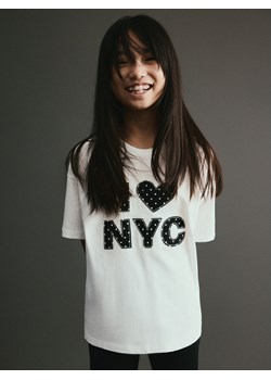 Reserved - T-shirt z aplikacją - złamana biel ze sklepu Reserved w kategorii Bluzki dziewczęce - zdjęcie 188105291