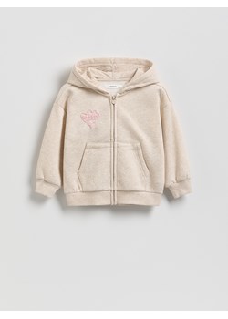 Reserved - Rozpinana bluza z nadrukiem na plecach - beżowy ze sklepu Reserved w kategorii Bluzy dziewczęce - zdjęcie 188105303