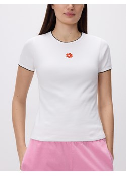 Reserved - T-shirt z bawełną - biały ze sklepu Reserved w kategorii Bluzki damskie - zdjęcie 188105644