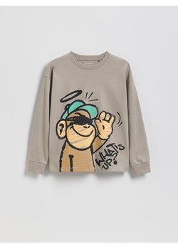 Reserved - Longsleeve z nadrukiem - beżowy ze sklepu Reserved w kategorii Bluzy chłopięce - zdjęcie 188105804