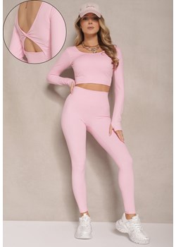 Różowy Komplet Sportowy Legginsy High Waist i Longsleeve z Ozdobnym Tyłem Dasalle ze sklepu renee.pl w kategorii Komplety i garnitury damskie - zdjęcie 188105913