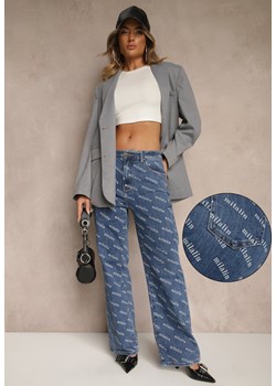 Niebieskie Jeansy Straight Leg High Waist Zdobione Printem Vilesse ze sklepu renee.pl w kategorii Jeansy damskie - zdjęcie 188105922