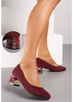 Bordowe Czółenka Vices z Wkładką ze Skóry Naturalnej na Ozdobnym Słupku Nailise ze sklepu renee.pl w kategorii Czółenka - zdjęcie 188105933