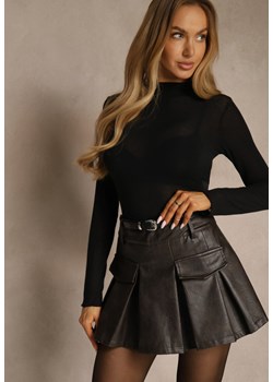 Czarna Wiskozowa Bluzka Longsleeve Golf z Kaszmirem Vidara ze sklepu renee.pl w kategorii Bluzki damskie - zdjęcie 188106544