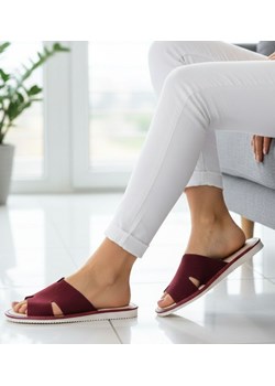 Skórzane domowe klapki kapcie fioletowe /G2-1 13380 S194/ ze sklepu Pantofelek24.pl w kategorii Kapcie damskie - zdjęcie 188107002