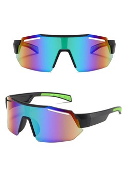 Sportowe okulary przeciwsłoneczne lustrzanki z filtrem UV400 czarne/zielone SVM-10B ze sklepu Stylion w kategorii Okulary przeciwsłoneczne damskie - zdjęcie 188107131