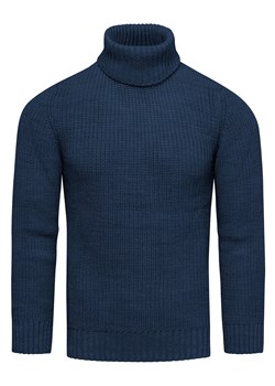 Ciepły sweter męski z golfem wełniany kolor morski Recea ze sklepu Recea.pl w kategorii Swetry męskie - zdjęcie 188107134