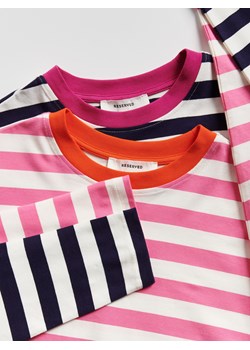 Reserved - Bawełniany longsleeve w paski - intensywny róż ze sklepu Reserved w kategorii Bluzki damskie - zdjęcie 188107310