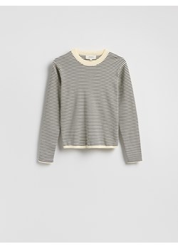 Reserved - Bawełniany longsleeve w paski - granatowy ze sklepu Reserved w kategorii Bluzki damskie - zdjęcie 188107332