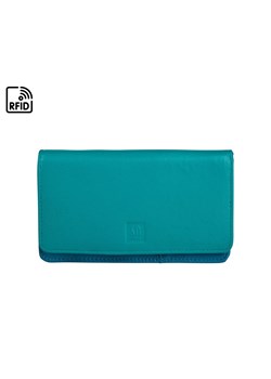 niebieski portfel skórzany damski z kolorowym wnętrzem ze sklepu Słoń Torbalski w kategorii Portfele damskie - zdjęcie 188110343