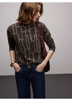 Street One Damska koszulka z długim rękawem Kobiety Sztuczne włókno czekoladowy wzorzysty ze sklepu vangraaf w kategorii Bluzki damskie - zdjęcie 188110361