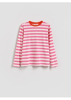 Reserved - Bawełniany longsleeve w paski - intensywny róż ze sklepu Reserved w kategorii Bluzki damskie - zdjęcie 188110364