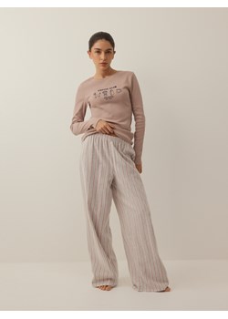 Reserved - Dwuczęściowa piżama z bawełny - brązowy ze sklepu Reserved w kategorii Piżamy damskie - zdjęcie 188110773