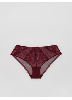 Reserved - Majtki figi z haftem - mahoniowy ze sklepu Reserved w kategorii Majtki damskie - zdjęcie 188110951