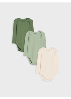 Sinsay - Prążkowane body 3 pack - kremowy ze sklepu Sinsay w kategorii Body niemowlęce - zdjęcie 188111874
