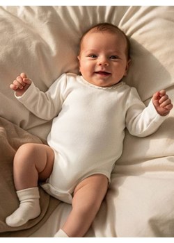 Sinsay - Bawełniane body - kremowy ze sklepu Sinsay w kategorii Body niemowlęce - zdjęcie 188111894