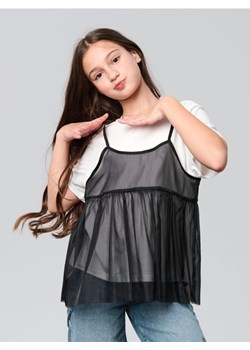 Sinsay - Dwuwarstwowa koszulka z tiulem - biały ze sklepu Sinsay w kategorii Bluzki dziewczęce - zdjęcie 188111944