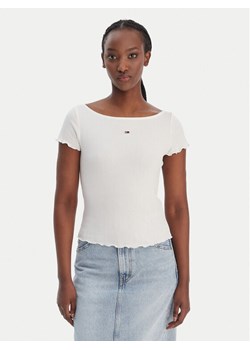 Tommy Jeans T-Shirt Lettuce Edge DW0DW22460 Écru Slim Fit ze sklepu MODIVO w kategorii Bluzki damskie - zdjęcie 188112322