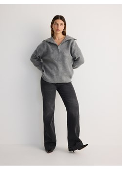 Reserved - Sweter z rozpinanym golfem - szary ze sklepu Reserved w kategorii Swetry damskie - zdjęcie 188113054