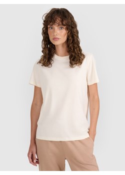 Damski t-shirt basic 4F 4FWAW25TTSHF297 - beżowy ze sklepu Sportstylestory.com w kategorii Bluzki damskie - zdjęcie 188113440