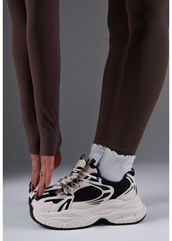 Beżowo-Czarne Sneakersy Vices na Platformie Ozdobione Tłoczeniem Natiselle ze sklepu renee.pl w kategorii Buty sportowe damskie - zdjęcie 188114493