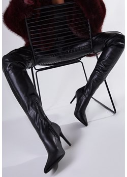 Czarne Kozaki Vices na Szpilce z Marszczoną Cholewką Calavelie ze sklepu renee.pl w kategorii Kozaki damskie - zdjęcie 188114513