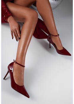 Bordowe Szpilki Vices Lakierowane z Paskiem z Klamerką i Skórzaną Wkładką Oville ze sklepu renee.pl w kategorii Czółenka - zdjęcie 188114514