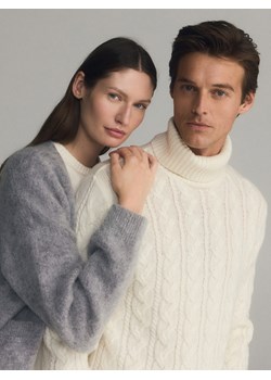 Reserved - Golf o warkoczowym splocie z wełną - złamana biel ze sklepu Reserved w kategorii Swetry damskie - zdjęcie 188114652