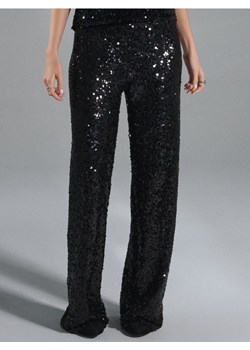 Sinsay - Spodnie wide leg z błyszczącymi cekinami - czarny ze sklepu Sinsay w kategorii Spodnie damskie - zdjęcie 188117430