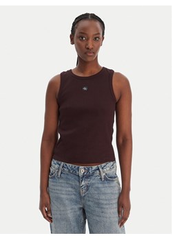 Calvin Klein Jeans Top LV047C201G Brązowy Slim Fit ze sklepu MODIVO w kategorii Bluzki damskie - zdjęcie 188118420