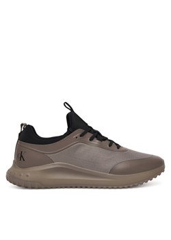 Calvin Klein Sneakersy Eva Runner Laceup Sock Mat Mix YM0YM01443 Brązowy ze sklepu MODIVO w kategorii Buty sportowe męskie - zdjęcie 188118500