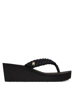 Tommy Hilfiger Japonki Th Wedge Braided Summer Sandal FW0FW09198 Czarny ze sklepu MODIVO w kategorii Klapki damskie - zdjęcie 188118550