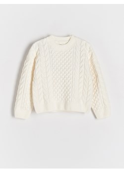 Reserved - Sweter z warkoczowym splotem - złamana biel ze sklepu Reserved w kategorii Swetry dziewczęce - zdjęcie 188123274