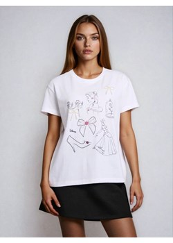 Sinsay - Bawełniana koszulka z nadrukiem Cinderella - biały ze sklepu Sinsay w kategorii Bluzki damskie - zdjęcie 188123811