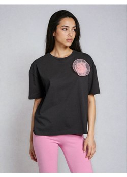 Sinsay - Bawełniana koszulka z tiulową aplikacją - szary ze sklepu Sinsay w kategorii Bluzki damskie - zdjęcie 188123890